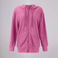 thumbnail image 6 of Sweaters for Women Long Sleeve Knitted Zip Up Hoodies Ribbed Pullover Loose Casual Sweatshirts with Pocket Pink M, 6 of 9