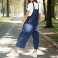 thumbnail image 4 of Baqcunre Women's Jumpsuit, Womens Casual Classic Blue Daily Vintage Denim Long Pants Overalls Jumpsuit Dark Blue 2XL, 4 of 6
