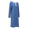 thumbnail image 4 of WBQ Womens Nightgown Long Sleeve Polka Dot Sleepshirts Spring Fall Loungewear House Dress Button Sleepwear Henley Nightdress, Blue S, 4 of 9