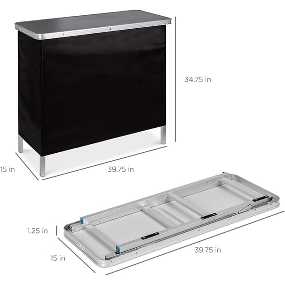 Portable - Bar Table w/Carrying  & Storage Shelf for Indoor Outdoor Party