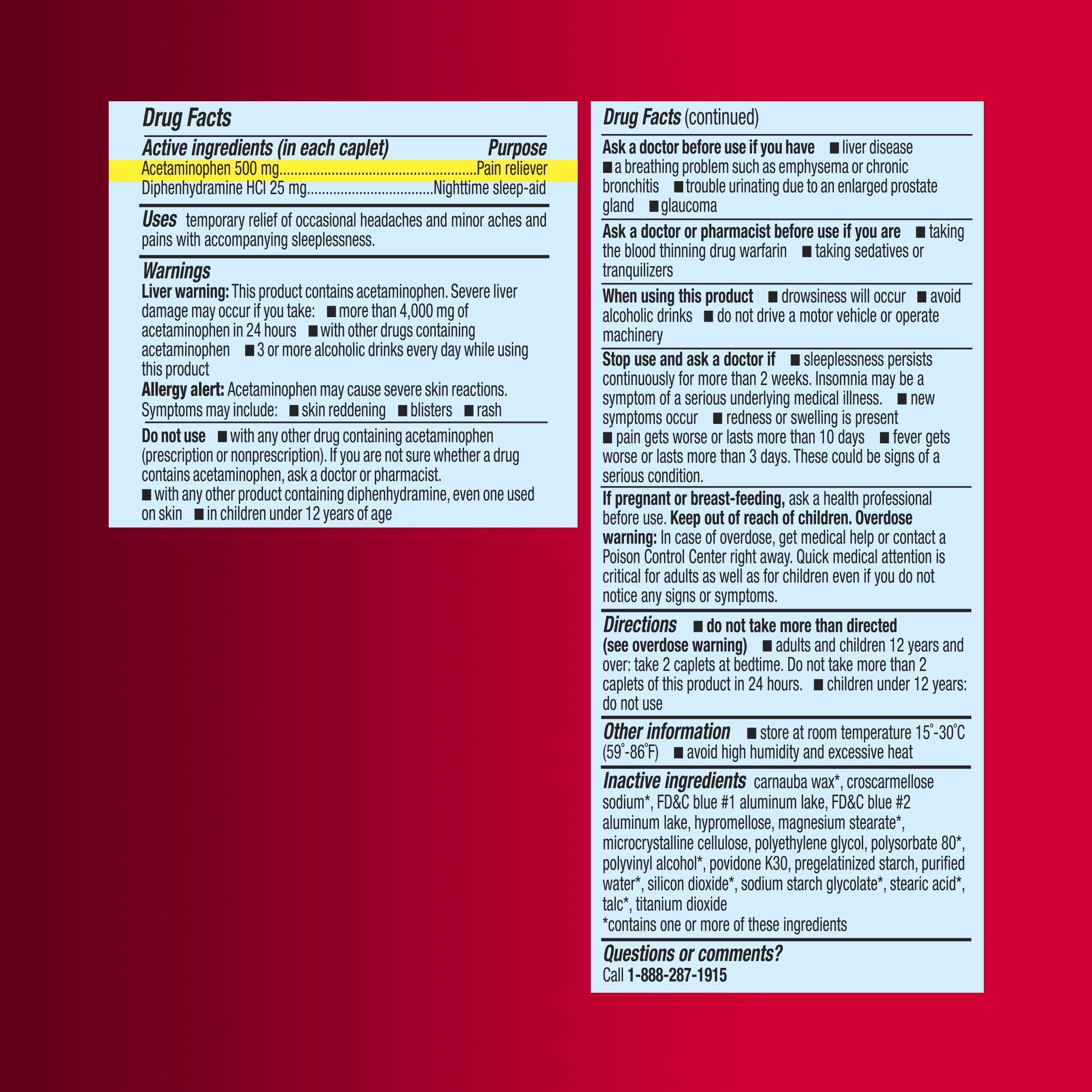Equate Extra Strength Acetaminophen PM Caplets, 500 mg, 100 Count