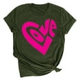 thumbnail image 2 of EQWLJWE Valentines Day Shirts for Women Summer Cute Love Letter Print Short Sleeve Tee Tops Crewneck Pullover Blouse Ladies Gift Loose Tshirt for Going Out Army Green(S-3XL), 2 of 3