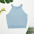 thumbnail image 3 of HBFAGFB Débardeurs pour Femmes Mode Col Rond Ajusté Sans Manches T-Shirt Polyvalent Gilet Bleu Taille G, 3 of 5