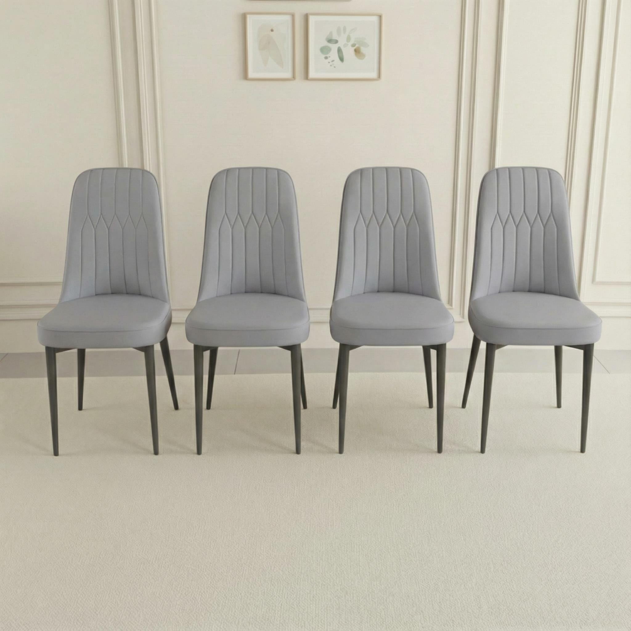 CasaGlajore Set of 4 Modern PU Leather Dining Chairs with Black Metal Legs, Upholstered Side Chairs for Kitchen, Living Room, and Office – Cream Faux Leather Seating
