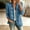 Sky Blue women button down denim blazer a1, variant on Women's Button Down Denim Blazer Long Sleeve Ruffle Front Vintage Casual Open Blazer Jacket for Fall Office Work Daily, Sky Blue 2XL