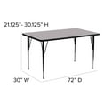 thumbnail image 2 of 30''W x 72''L Rectangular Grey Thermal Laminate Activity Table - Standard Height Adjustable Legs, 2 of 6