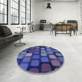 thumbnail image 3 of Ahgly Company Indoor Round Patterned Denim Dark Blue Area Rugs, 7' Round, 3 of 6