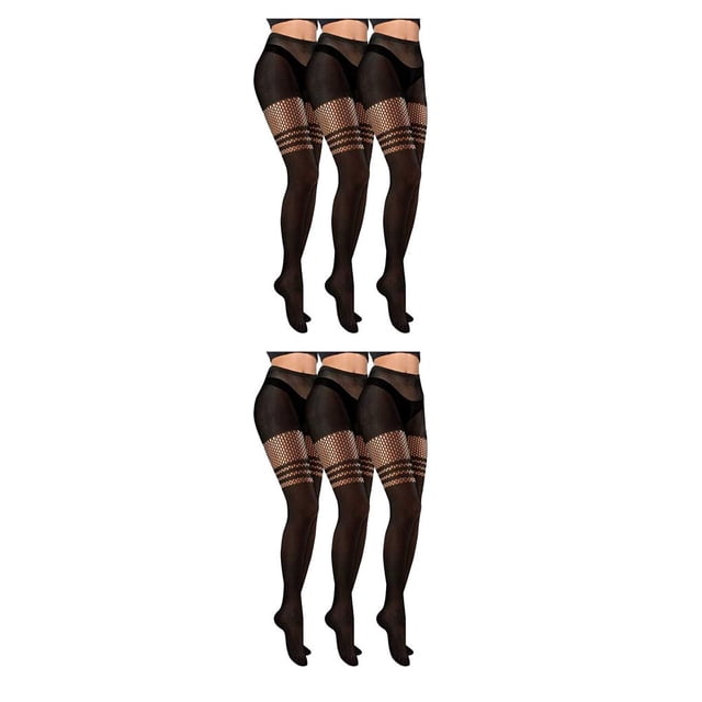 Sonducket 3 Pairs Sexy Tights Fishnet Socks Hollow Female Black Lace Dating Stocking Accessories Prop Ladies Hosiery Attractive Out Mesh 2piezas