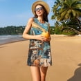 thumbnail image 3 of Fotbe Whimsical Cats Night Cafe Vestido de Verano sin Mangas para Mujer – Vestido Midi Línea A, Estilo Camiseta Floral, Vestido Playero Casual y Fluido, 3 of 7