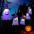thumbnail image 1 of 10ft Halloween Outdoor Hanging Ghost, Halloween Wizard Hat Grimace Decoration with Colorful Blinking LED Lights for Halloween Party, 1 of 5