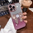 thumbnail image 5 of for iPhone 15 Case Bowknot Glitter Rhinestone Bling Plating Luxury Women Girl Phone Case,Shine Diamond Case for iPhone 15 Protective Cover,Clear Gradient Pink, 5 of 9