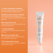 Sesderma C-Vit Ceramic Eye Contour, Brightening Hydrating Eye Cream with Cooling Ceramic Applicator, 0.5 fl oz