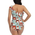 thumbnail image 5 of Sikiie Warm Christmas Memories Print Women One Piece Swimsuits Tummy Control One Shoulder Bathing Suits Ruffle Swimwear, From S to XXL-Small, 5 of 6