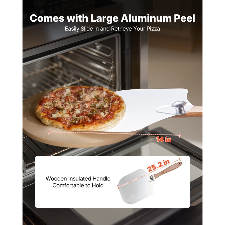 KFFKFF 15-Inch Round Cordierite Pizza Stone with Peel photo 4
