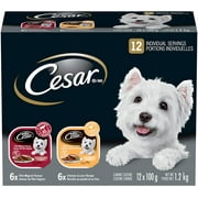 CESAR Classic Loaf in Sauce Entrées Wet Dog Food - Filet Mignon - Chicken & Liver, 100g Tray (12 Pack)