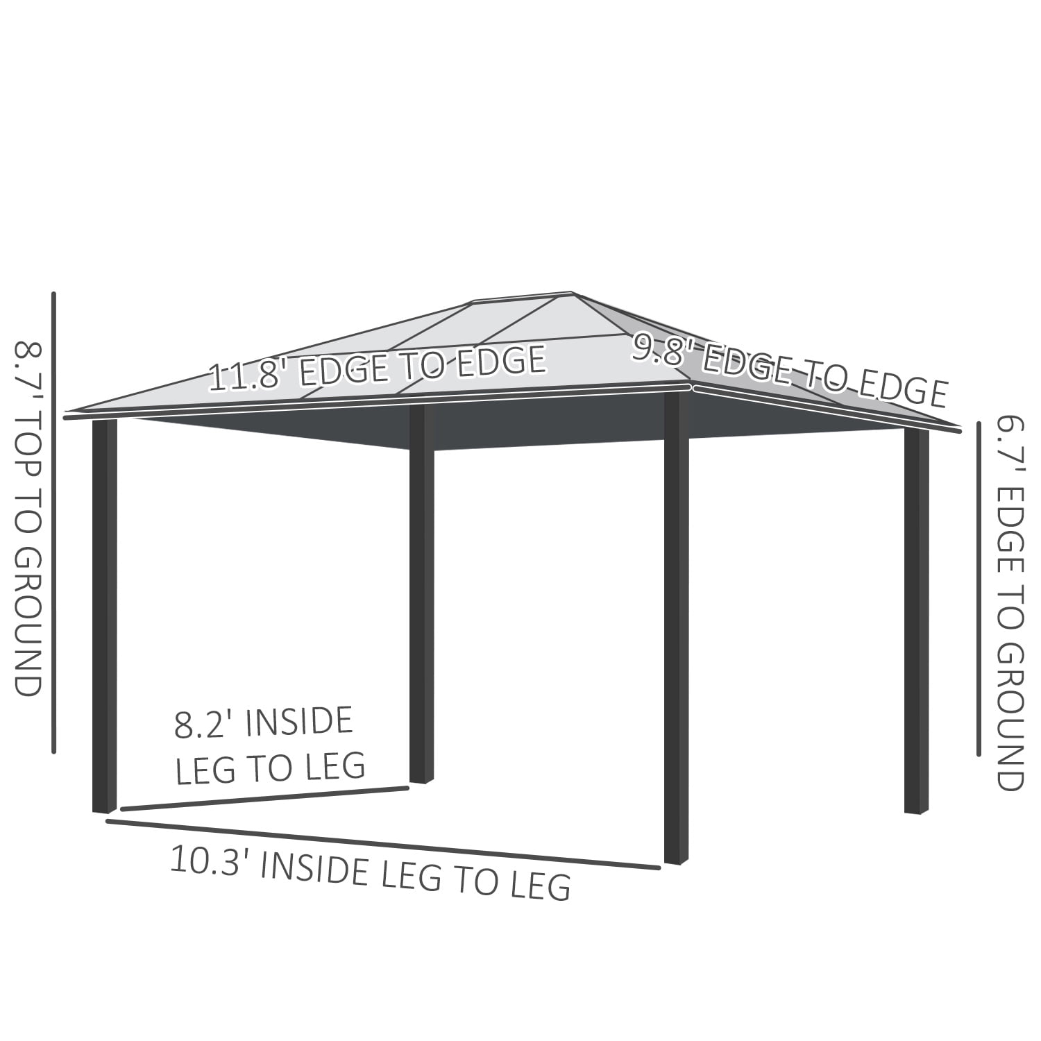 Outsunny 10' x 12' Hardtop Gazebo Canopy with Polycarbonate Roof, Aluminum Frame, Permanent Pavilion Outdoor Gazebo with Netting, for Patio, Garden, Backyard, Deck, Lawn, Black, Beige