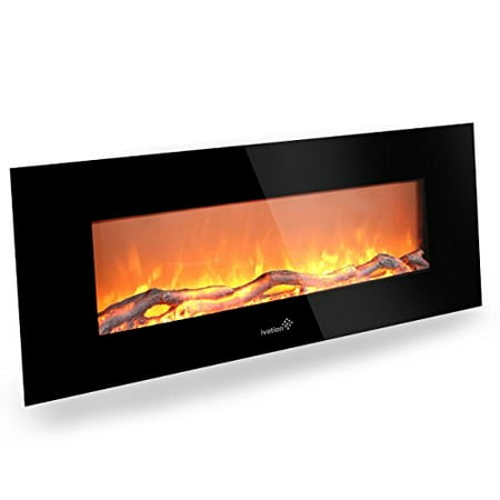 Ivation 50 Wall Mounted Glass Electric Fireplace W Built In