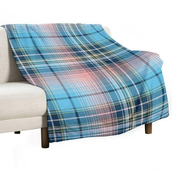 30"x40" Throws, Blue Plaid Blanket Fleece Throw for Bed Sofa Travel and Camping, Super Soft Cozy Fluffy Plush Blanket for All Seasons