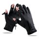 thumbnail image 1 of Guantes de pesca cálidos, acolchados y gruesos, con pantalla táctil, 2 dedos cortados, impermeables, para ciclismo, color negro, talla L, 1 of 1