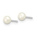 thumbnail image 2 of Auriga Fine Jewelry 14K White Gold 3-4mm White Button Pearl Stud Earrings for Women, 2 of 5