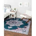 thumbnail image 2 of Rugs.com Francesca Collection Washable Rug – 7 Ft Square Teal Green Flatweave Rug Perfect For Living Rooms, Kitchens, Entryways, 2 of 8