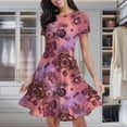 thumbnail image 2 of Abstract Floral Circle Print Women's Classic Swing Skater Dress Casual Work Party Cocktail Dresses, 2 of 6