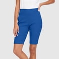 thumbnail image 2 of BVnarty Women’s High-Waist Solid Knee-Length Biker Shorts With Slit Hem And Side Pockets For Golf Games And Daily City Commutes Blue S, 2 of 6