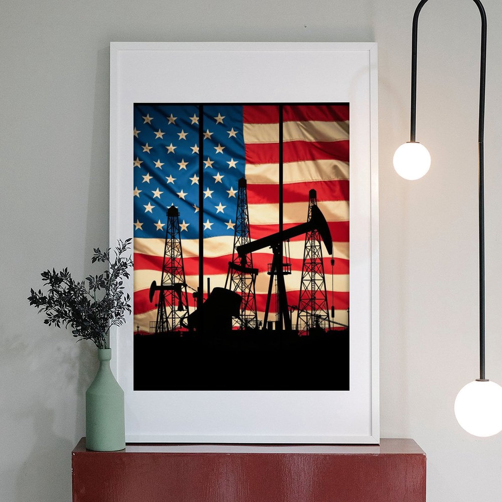 Diamond Art Kit for Adults, United States Oil Industry Silhouette Diamond Painting for Adults Beginners, DIY Diamond Art Painting Kits, 5D Diamond Painting Crafts for Home Decor 12x16 Frameless