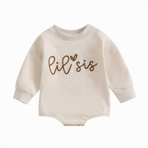 YDFCWXW Toddler Baby Girl Clothes Long Sleeve Pullover Sweatshirt Romper Winter Outfits (Beige, 12-18 Months)