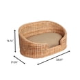 thumbnail image 4 of THE LICKER STORE Curvy 33" x 21.25" Classic Handwoven Rattan Pet Bed with Machine-Washable Cushion, Light Brown, DBD1001B, 4 of 5