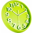 thumbnail image 4 of Reloj de pared grande de 33 cm, relojes decorativos de estilo silencioso y moderno, ideal para cocina, comedor, dormitorio, oficina. Gran pantalla 3D, función con Pilas Verde Verde 33, 4 of 5