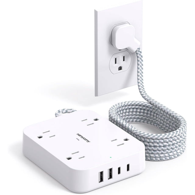 Cable Power Strip HANYCONY con protector contra sobretensiones de 10 pies con 4 puertos USB