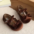 thumbnail image 2 of FAHXNVB Girls Velvet Mary Jane Shoes Double Bow T Strap Soft Sole Dress Shoes Solid Color Birthday Party Cute Shoes 1-9.5 Years, 2 of 8