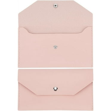 Pink Envelope Wallet PU Leather Cash Small Money Bag Wallet Organizer Waterproof Slim Pouch Reusable for Cash Money Receipt Budget Binder Holder Women Men Office Supplies 3.81x6.89in