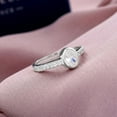 thumbnail image 3 of Dash Jewel 14k White Gold Plated Ring - 1 Ct Oval Cut VVS1/D Lab Created Simulated Diamond Women's Ring - Bezel Solitaire with Accents Halo Wedding Ring - A Perfect Gift for Her Special Day, 3 of 3
