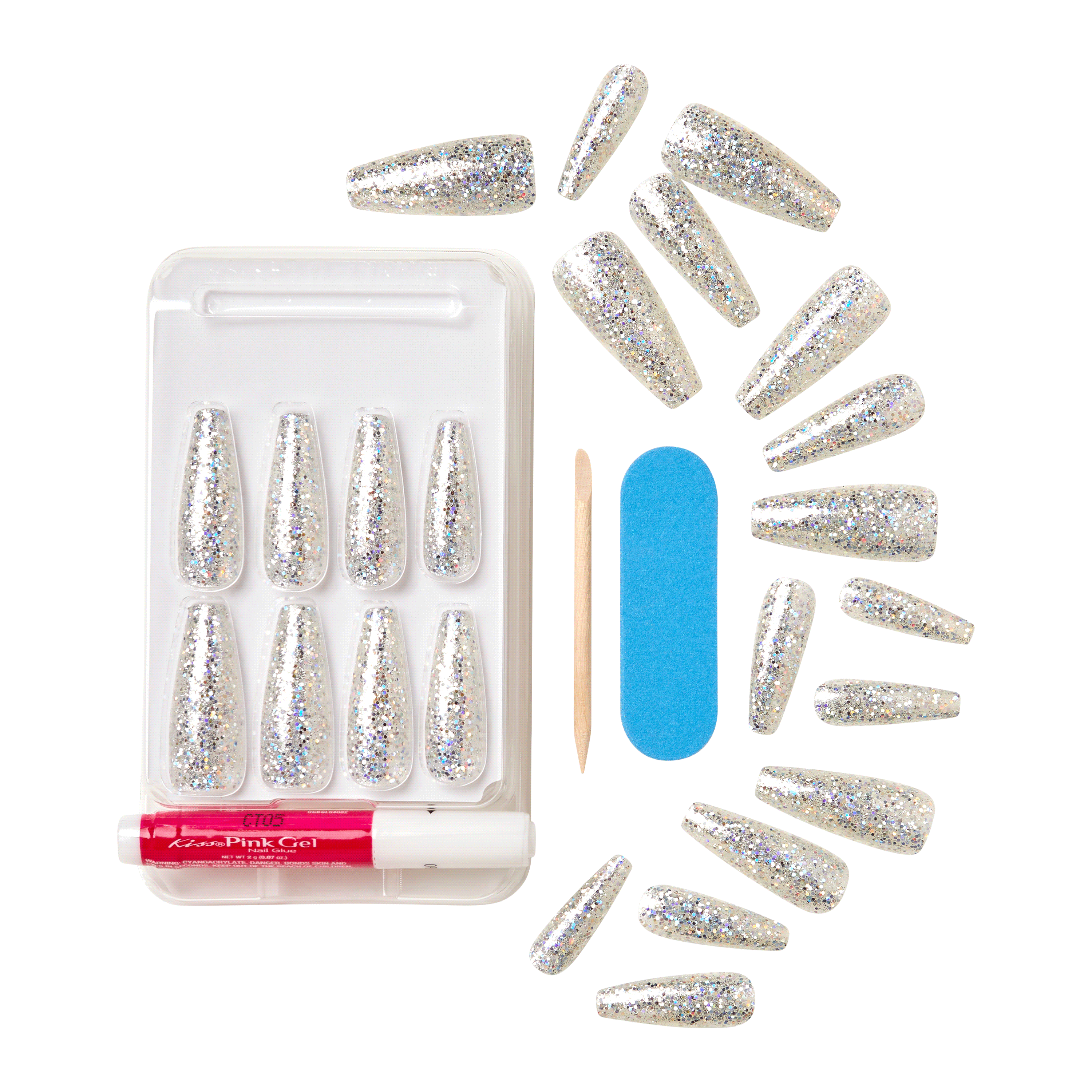 KISS Gel Fantasy Ready-to-Wear Fake Nails, ‘Best Friend’, 28 Count