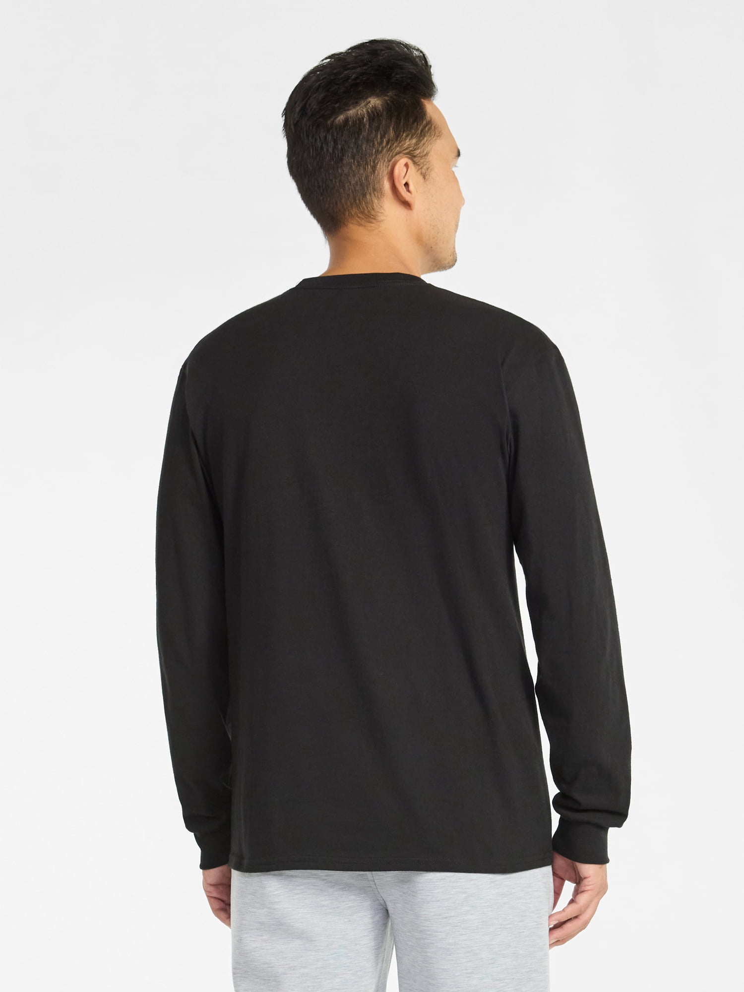 Athletic Works Men's and Big Men's Cotton Tee with Long Sleeves, Sizes S-3XL