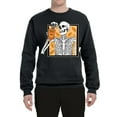 thumbnail image 2 of Wild Bobby Pumpkin Spice Latte Skeleton Orange Black and White Halloween Unisex Crewneck Sweatshirt, Black, Small, 2 of 6