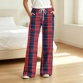 thumbnail image 2 of Tqcoqu Women's Plaid Print Wide Leg Pants, Elastic Waist Casual Lounge Sleep Long Trousers, Long Pajama Bottoms with Drawstring and Pockets,Women's S-XXL, 2 of 8