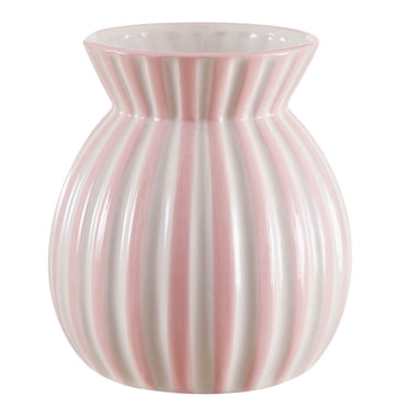 Mainstays Pink and White Striped Ceramic Vase