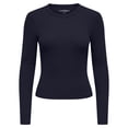 thumbnail image 1 of ONLY Camiseta de manga larga de canalé para mujer - ONLVAL O-NECKT SWEAT, cuello redondo, corte regular, algodón elástico, lisa Azul oscuro XL (X-Large), 1 of 3