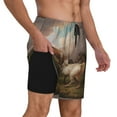 thumbnail image 2 of Kdxio Three Horses Oil Painting Print Men'S Swim Trunks With Compression Liner 7 Inch Inseam Quick Dry Swim Shorts, 2 of 7