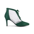 thumbnail image 3 of BLISSFUL STEP Women Mesh Lace Up Stiletto Heels Ankle Boots Green 7.5, 3 of 6