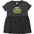 thumbnail image 3 of Inktastic Here Comes Trouble Girls Baby Dress, 3 of 5