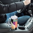 thumbnail image 4 of Yayeee 40oz Stainless Steel Tumbler with Straw and Handle Double-Wall Insulated Travel Water Bottle, Beige Abstract, 4 of 8