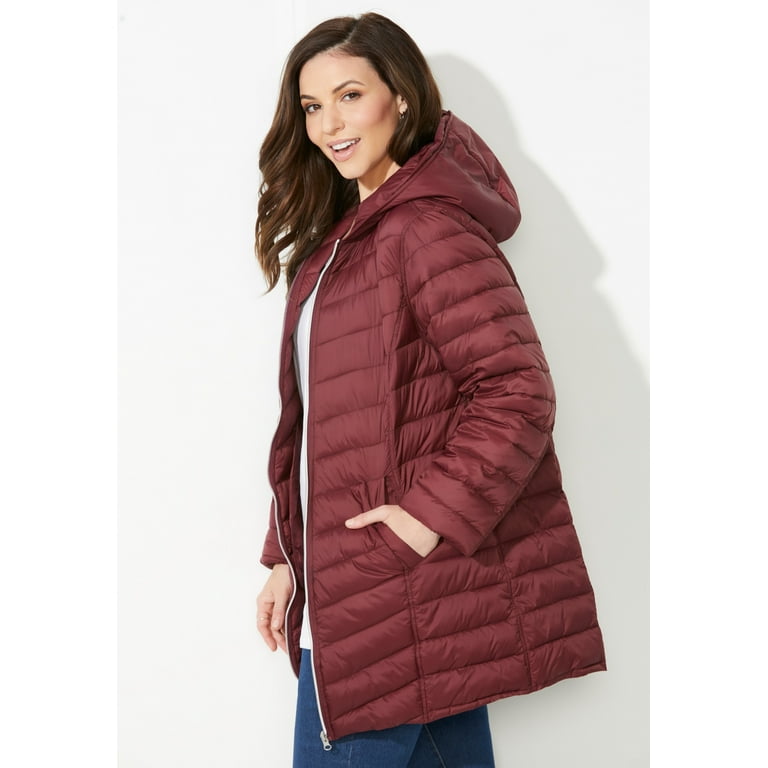 Catherines Women s Plus Size Packable Puffer Coat Walmart