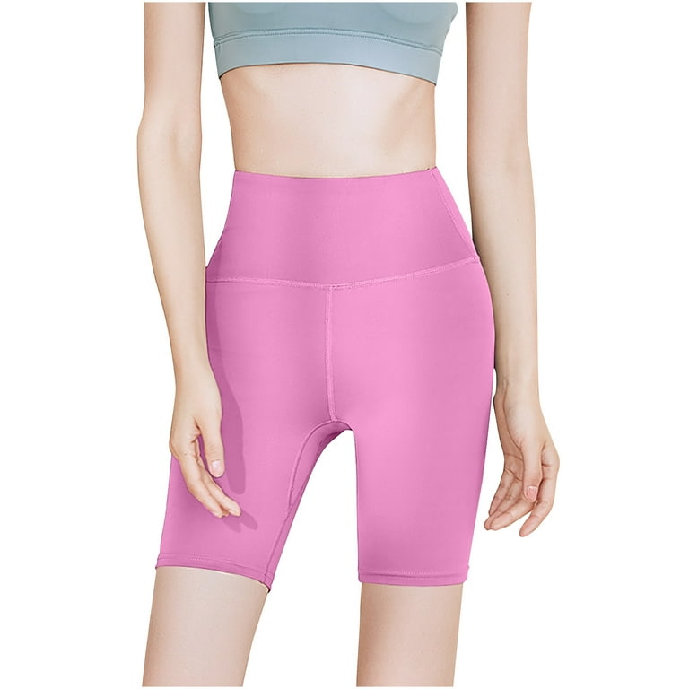 YYDGH Yoga Shorts for Women High Waist Biker Shorts Exercise Workout Butt  Lifting Tights Women's Short Pants Hot Pink M