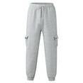 thumbnail image 3 of LEEy-world Men'S Pants Mens Drawstring Running Joggers Elastic Waist Sweats Pants Cuffed Bottom Workout Sweatpants with Pockets Grey,M, 3 of 5