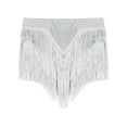 thumbnail image 4 of YiZYiF Kids Girls Sequins Tassel Skirts Shorts Sparkly Belly Dance Skirts Shorts Disco Dance Bottoms White 12, 4 of 6