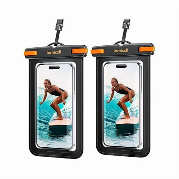 Waterproof Phone Pouch Case - [2 Pack][Easy Lock & Heavy Duty] IPX8 Water Proof Cell Phone Dry Bag for Beach, Protector for iPhone 16 15 14 13 12 11 Pro Max Plus XS XR, Galaxy S24 S23, 4-7"
